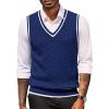 imageCOOFANDY Sweater Vest for Men Regular Fit V Neck Sleeveless Knitted Pullovers SweaterNavy Blue