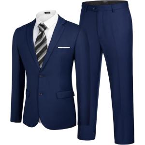 imageCOOFANDY Mens 2 Piece Wedding Suit Slim Fit Dress Suits 2 Button Blazer Jacket Pant for Business Dinner Party Prom