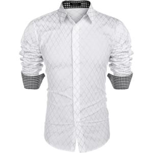 imageCOOFANDY Mens Business Dress Shirt Long Sleeve Slim Fit Casual Button Down Shirt01white