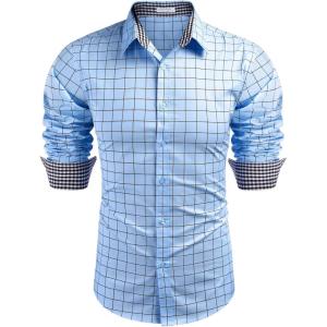imageCOOFANDY Mens Business Dress Shirt Long Sleeve Slim Fit Casual Button Down Shirt02blue