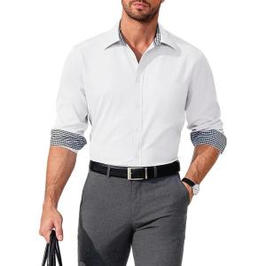 imageCOOFANDY Mens Business Dress Shirt Long Sleeve Slim Fit Casual Button Down Shirt03white Solid