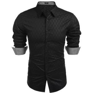imageCOOFANDY Mens Business Dress Shirt Long Sleeve Slim Fit Casual Button Down ShirtBlack