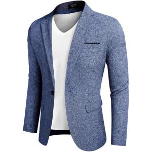 imageCOOFANDY Mens Casual Blazer Suit Jackets Slim Fit One Button Business Sport Coats2  Dark Blue