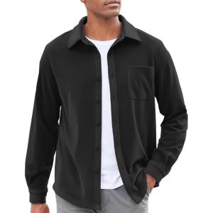 imageCOOFANDY Mens Casual Shirt Long Sleeve Button Down Lightweight Flannel ShirtsBlack