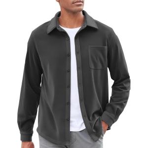 imageCOOFANDY Mens Casual Shirt Long Sleeve Button Down Lightweight Flannel ShirtsDark Grey