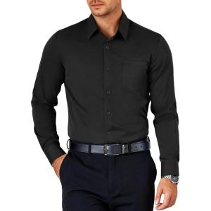 imageCOOFANDY Mens Dress Shirt Long Sleeve Button Down Shirts Business Casual Wrinkle Free Shirts with PocketBlack
