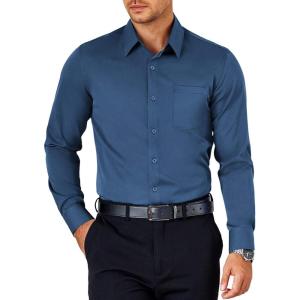 imageCOOFANDY Mens Dress Shirt Long Sleeve Button Down Shirts Business Casual Wrinkle Free Shirts with PocketNavy Blue