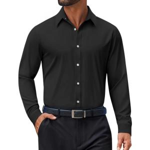 imageCOOFANDY Mens Dress Shirt Long Sleeve Wrinkle Free Formal Shirts Business Casual Button Down ShirtsBlack