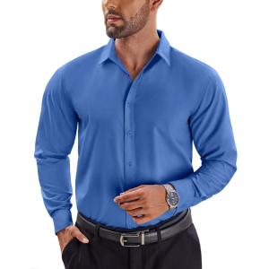 imageCOOFANDY Mens Dress Shirts Long Sleeve Button Up Shirts Formal Business ShirtBlue