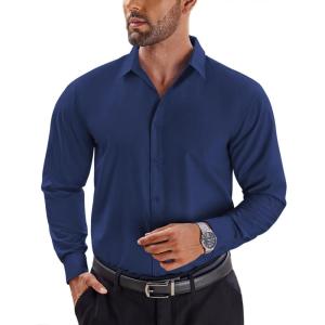 imageCOOFANDY Mens Dress Shirts Long Sleeve Button Up Shirts Formal Business ShirtRoyal Blue
