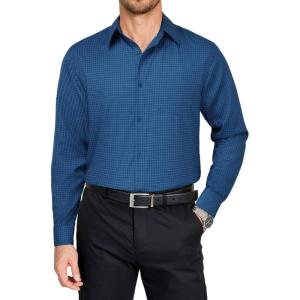 imageCOOFANDY Mens Dress Shirts Long Sleeve Plaid Button Down Shirt Business Casual Stretch Shirts with PocketDark Blue Plaid