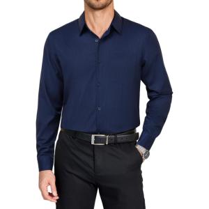 imageCOOFANDY Mens Dress Shirts Long Sleeve Plaid Button Down Shirt Business Casual Stretch Shirts with PocketNavy Blue Plaid