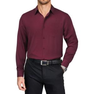 imageCOOFANDY Mens Dress Shirts Long Sleeve Plaid Button Down Shirt Business Casual Stretch Shirts with PocketRed Black Plaid