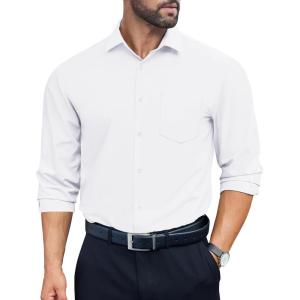 imageCOOFANDY Mens Dress Shirts Long Sleeve Wrinkle Free Button Down Shirts Formal Business ShirtWhite