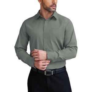 imageCOOFANDY Mens Dress Shirts Wrinkle Free Long Sleeve Button Down Shirts Formal Business ShirtArmy Green