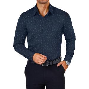 imageCOOFANDY Mens Dress Shirts Wrinkle Free Long Sleeve Button Down Shirts Formal Business ShirtBlue Anchor
