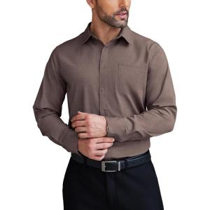imageCOOFANDY Mens Dress Shirts Wrinkle Free Long Sleeve Button Down Shirts Formal Business ShirtBrown
