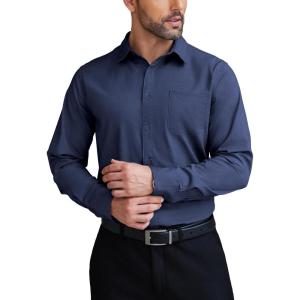 imageCOOFANDY Mens Dress Shirts Wrinkle Free Long Sleeve Button Down Shirts Formal Business ShirtDenim Blue