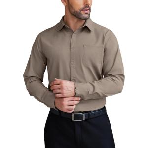 imageCOOFANDY Mens Dress Shirts Wrinkle Free Long Sleeve Button Down Shirts Formal Business ShirtKhaki
