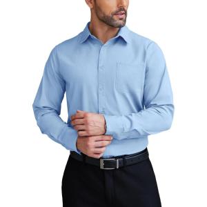 imageCOOFANDY Mens Dress Shirts Wrinkle Free Long Sleeve Button Down Shirts Formal Business ShirtLight Blue