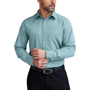 imageCOOFANDY Mens Dress Shirts Wrinkle Free Long Sleeve Button Down Shirts Formal Business ShirtLight Green