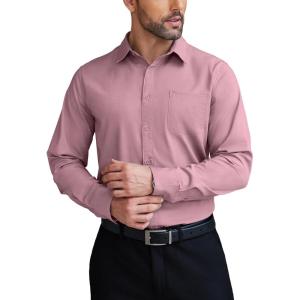 imageCOOFANDY Mens Dress Shirts Wrinkle Free Long Sleeve Button Down Shirts Formal Business ShirtPink
