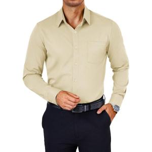 imageCOOFANDY Mens Dress Shirts Wrinkle Free Long Sleeve Button Down Shirts Formal Business ShirtStone
