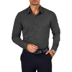 imageCOOFANDY Mens Dress Shirts Wrinkle Free Long Sleeve Button Down Shirts Formal Business ShirtWhite Patterned Black