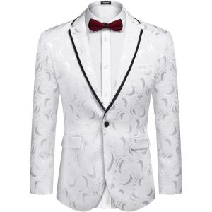 imageCOOFANDY Mens Floral Suit Jacket Embroidered Wedding Blazer Party Dinner Tuxedo