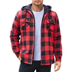 imageCOOFANDY Mens Long Sleeve Flannel Jacket Plaid Zip up Jacket Casual Jacket XLarge