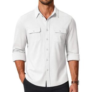 imageCOOFANDY Mens Long Sleeve Shirts Casual Button Down Shirt Wrinkle Free Dress Shirt with PocketWhite