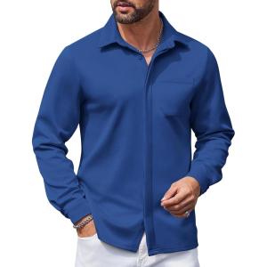 imageCOOFANDY Mens Long Sleeve Wrinkle Free Shirts Casual Button Down Shirts Untucked Dress ShirtDark Blue