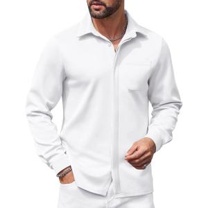 imageCOOFANDY Mens Long Sleeve Wrinkle Free Shirts Casual Button Down Shirts Untucked Dress ShirtWhite