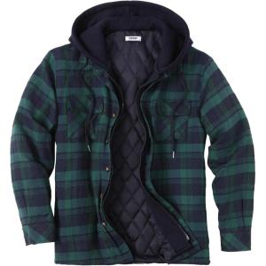 imageCOOFANDY Mens Plaid Hoodie Flannel Shirt Jacket Long Sleeve Casual Fashion Button ShirtsBlue  Green Plaid