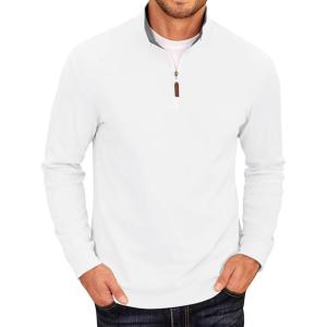 imageCOOFANDY Mens Quarter Zip Fleece Pullover Lightweight Mock Neck SweatshirtWhite