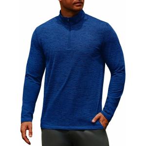 imageCOOFANDY Mens Quarter Zip Up Pullover Long Sleeve Sweatshirt 14 Zip Golf Shirt Winter Fleece Lined Thermal PulloverSky Blue