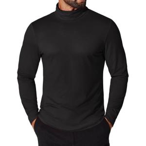 imageCOOFANDY Mens Turtleneck Shirt Long Sleeve Pullover Sweater Slim Fit Lightweight Thermal Undershirt TopsBlack
