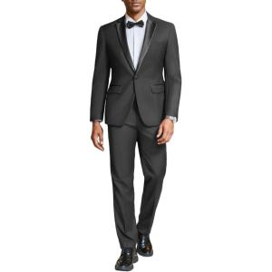 imageCOOFANDY Mens Tuxedo Suit Set Slim Fit 2 Piece One Button Blazer Jacket Pants for WeddingDinnerPromBlack
