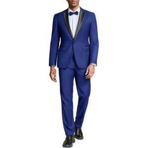imageCOOFANDY Mens Tuxedo Suit Set Slim Fit 2 Piece One Button Blazer Jacket Pants for WeddingDinnerPromBlue