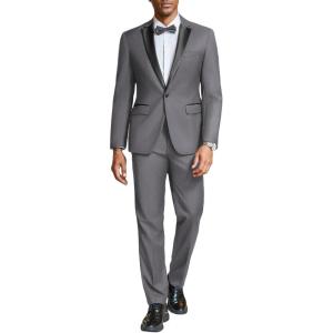imageCOOFANDY Mens Tuxedo Suit Set Slim Fit 2 Piece One Button Blazer Jacket Pants for WeddingDinnerPromDark Gray