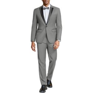 imageCOOFANDY Mens Tuxedo Suit Set Slim Fit 2 Piece One Button Blazer Jacket Pants for WeddingDinnerPromLight Gray