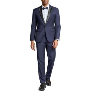 imageCOOFANDY Mens Tuxedo Suit Set Slim Fit 2 Piece One Button Blazer Jacket Pants for WeddingDinnerPromNavy Blue