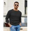 imageCOOFANDY Men Dress Sweater Long Sleeve Crew Neck Sweater Slim Fit Business Casual Pullover SweaterBlacknarrow Ribs