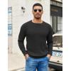 imageCOOFANDY Men Dress Sweater Long Sleeve Crew Neck Sweater Slim Fit Business Casual Pullover SweaterBlacknarrow Ribs