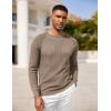 imageCOOFANDY Men Dress Sweater Long Sleeve Crew Neck Sweater Slim Fit Business Casual Pullover SweaterBrown