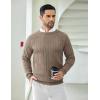 imageCOOFANDY Men Dress Sweater Long Sleeve Crew Neck Sweater Slim Fit Business Casual Pullover SweaterBrown