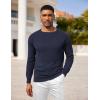 imageCOOFANDY Men Dress Sweater Long Sleeve Crew Neck Sweater Slim Fit Business Casual Pullover SweaterDark Blue