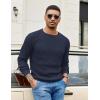 imageCOOFANDY Men Dress Sweater Long Sleeve Crew Neck Sweater Slim Fit Business Casual Pullover SweaterDark Bluenarrow Ribs
