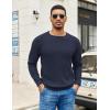 imageCOOFANDY Men Dress Sweater Long Sleeve Crew Neck Sweater Slim Fit Business Casual Pullover SweaterDark Bluenarrow Ribs