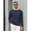 imageCOOFANDY Men Dress Sweater Long Sleeve Crew Neck Sweater Slim Fit Business Casual Pullover SweaterDark Bluenarrow Ribs